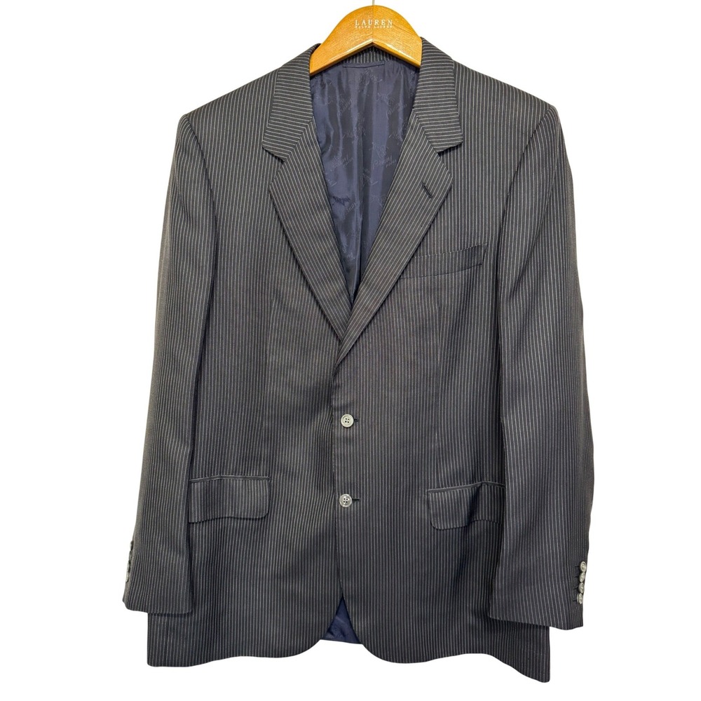 Brioni Silk Pinstripe 2 Button Blazer Black Size‎ 46